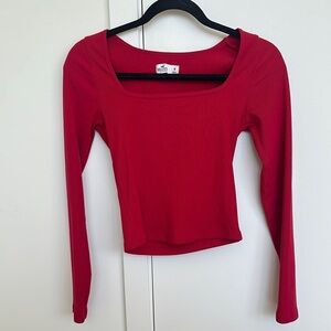 Hollister Red Fitted Long Sleeve Top